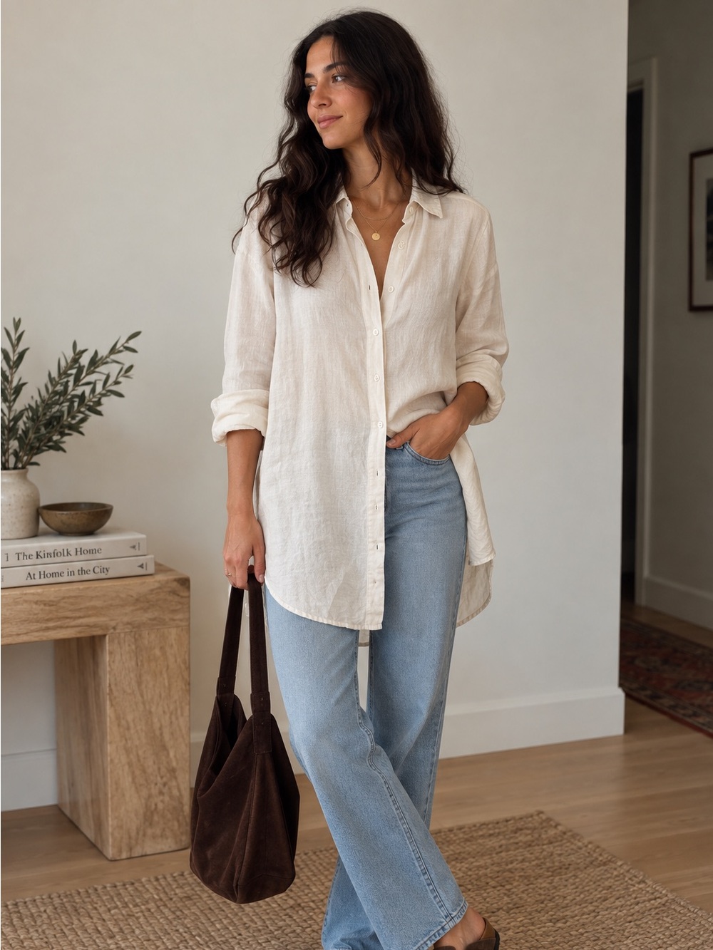 J.Crew Original Surfwear Linen Cotton Tunic Shirt Cream M